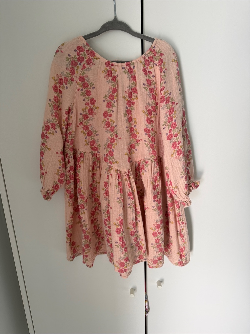 Girls' Pink Floral Peasant Top